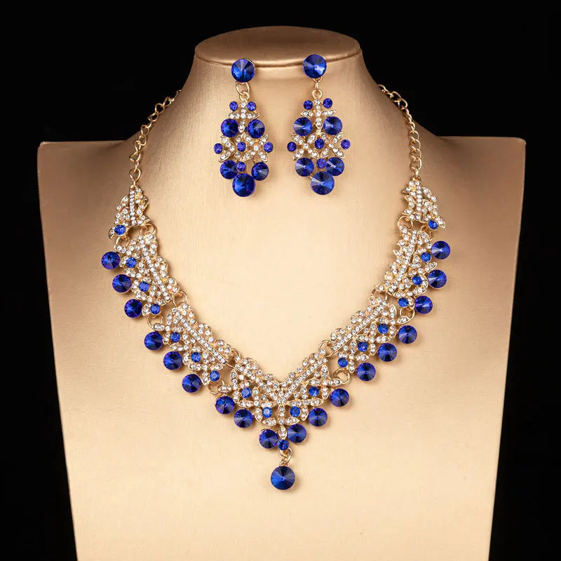 KMVEXO Luxury Heart Crystal Bridal Jewelry Sets Wedding Rhinestone Crown Tiara Earrings Choker Necklace African Bead Jewelry Set