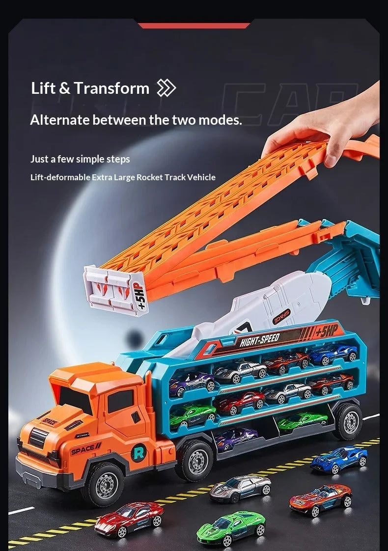 Large Scale Inertia Sliding Engineering Car Toy 3D Lifting Track Playset Interactive Educational Birthday Holiday Gift