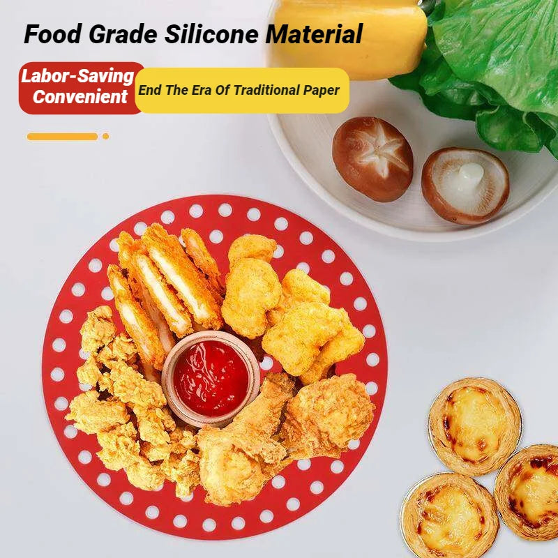 Reusable Silicone Air Fryer Mat Non Stick Baking Pad Inner Liner Cooking Bakeware Oil Cake Grilled Saucer