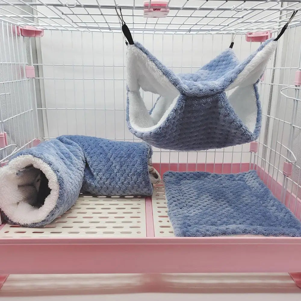 Hamster Nest Winter Bed House Shed Hanging Hammock Cage Tunnel Plush Hideaway for Hamster Guinea Pigs Sugar Small Pe H8z6