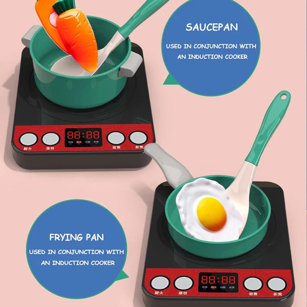 Kids Play Kitchen Toys Set Mini 92/69/59 PCS Pretend Cooking Food with Pots Pans Utensils for Toddlers Girls Boys Children Gift