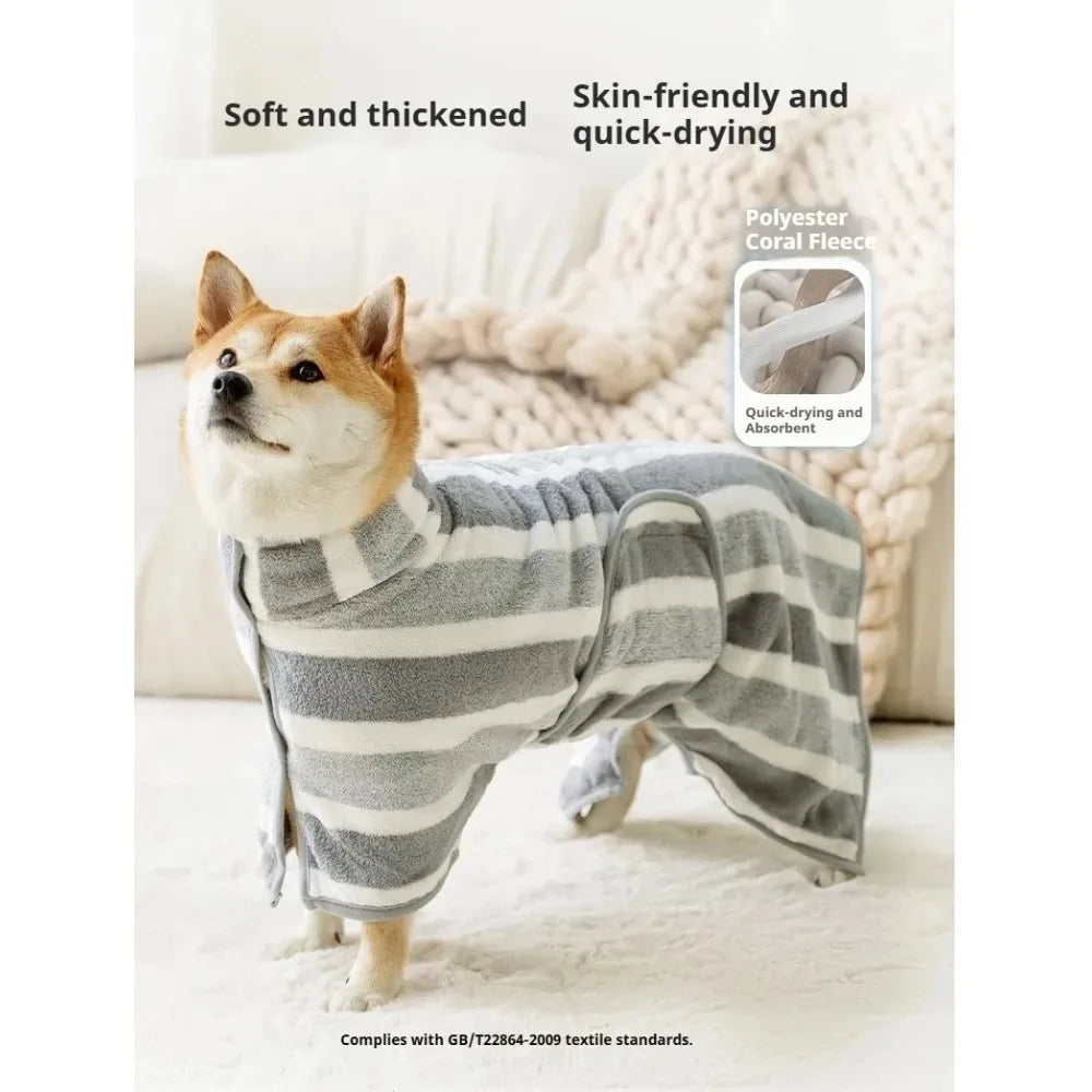 Extra Large Thick Pet Bathrobe Super Absorbent Fast Drying Bath Towel for Medium Large Dogs Cats After Shower Grooming Daily Pet