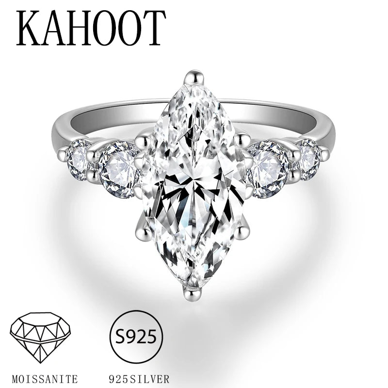 A 925 silver 3 carat horse eye moissanite special-shaped ring fashionable classic men's and women's couple ring wedding ring