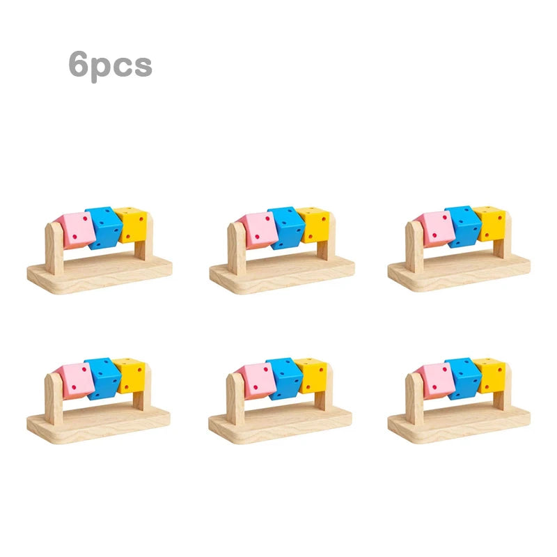 Wooden Hamster Fun Cube Chew Toy Colorful Natural Wood Teeth Grinding Toy Hideout Plaything for Syrian Hamster