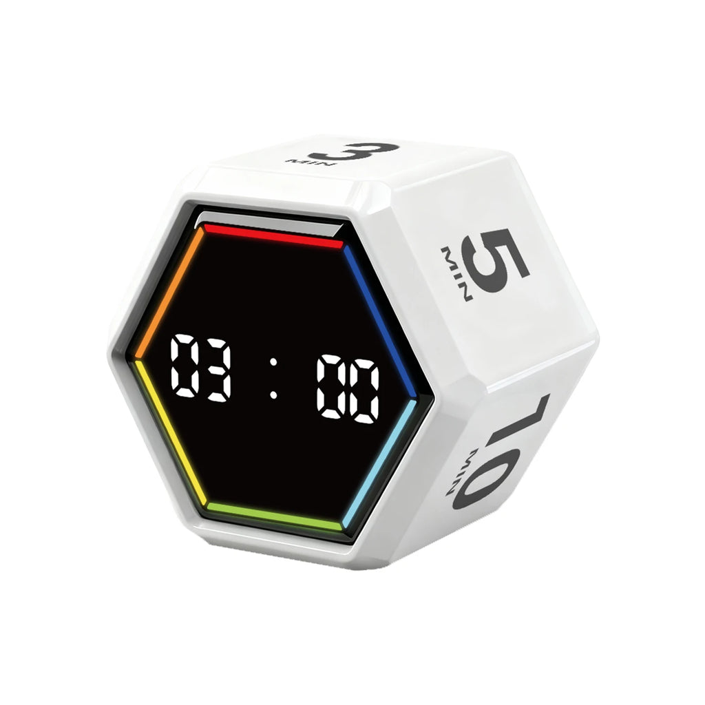YS-1088 Productivity Flip Timer Gravity Sensor Countdown Visual Timer 6 Preset Time LED Display Cube Kitchen Timer Alarm Clock