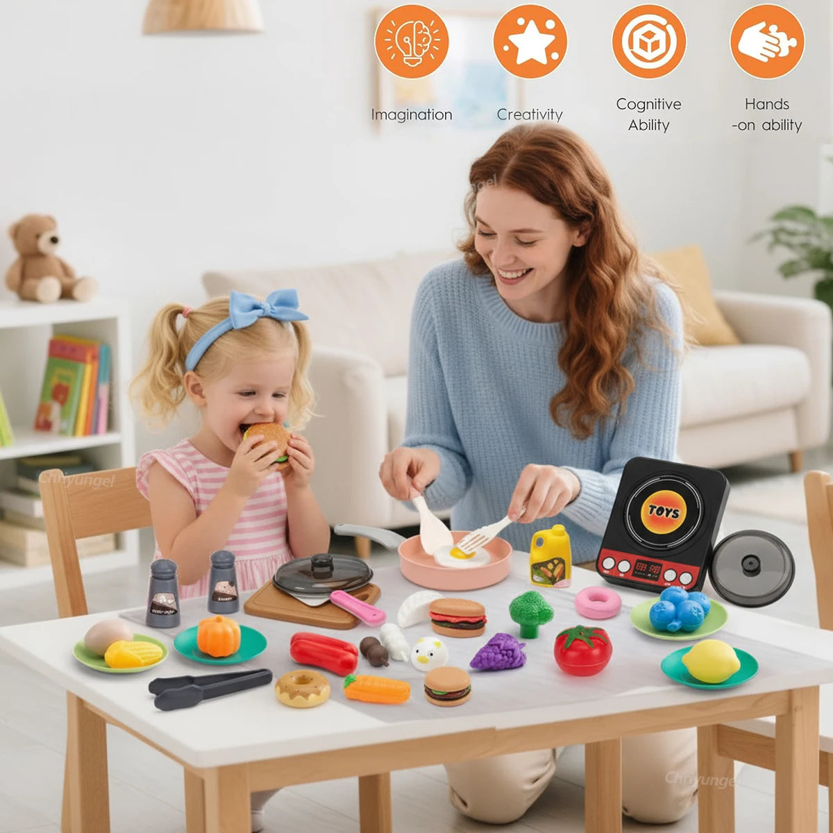Kids Play Kitchen Toys Set Mini 92/69/59 PCS Pretend Cooking Food with Pots Pans Utensils for Toddlers Girls Boys Children Gift