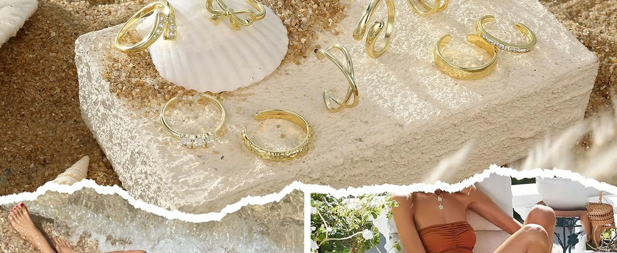 Bobisty 14K Gold Plated Toe Rings for Women Adjustable Toe Ring Non Tarnish Open Band Toe Rings CZ Bow Summer Beach Foot Jewelry