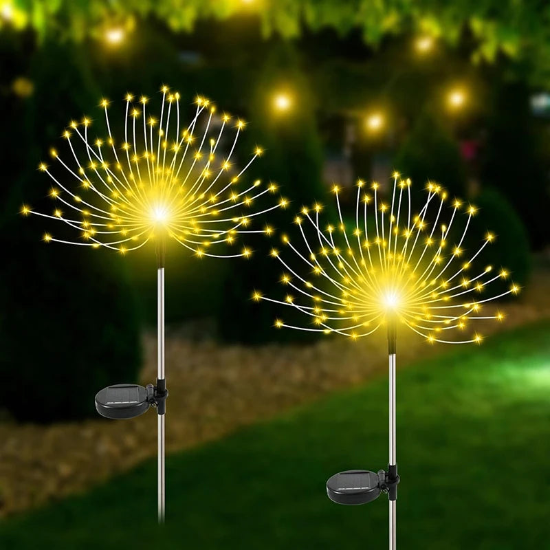 Outdoor 200LED Fairy Lights Solar Power Waterproof Firework Lawn Lamp Decor for Patio Pathway Garden Yard