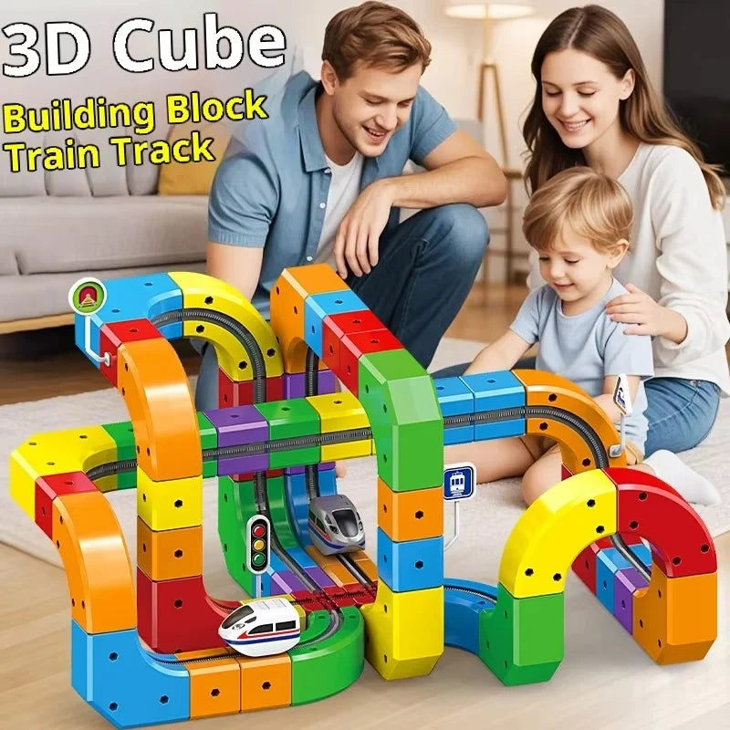New 8-229pcs Electric Track Set With Anti-Gravity Vehicles - 100+ Pieces Stem Building Toys Creative Diy Railway For Gift Toy