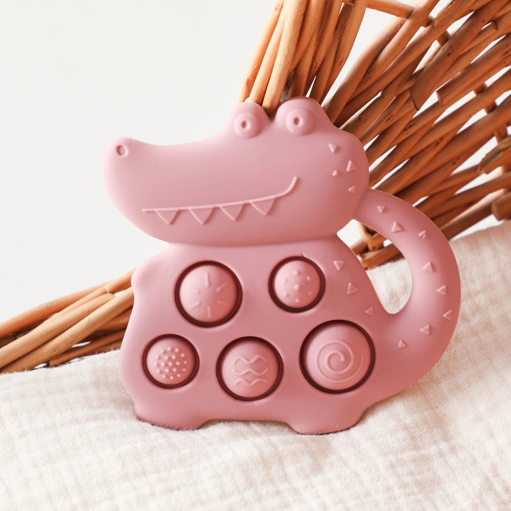1pc Silicone Baby Toys 0-12 Baby Teether Toys Baby Fidget Toys Teething Sensory Toys Silicone Hand Bell Silicone Soothing Toys