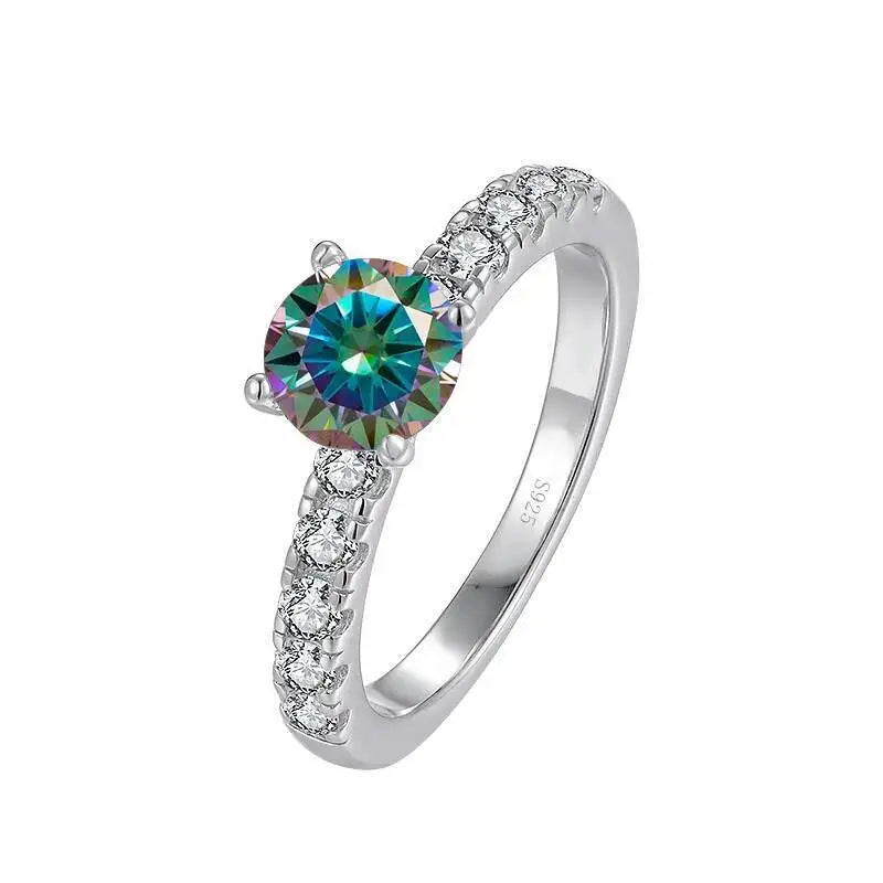 1.0 Carat Simple Design Moissanite Ring with 4 Claw S925 Sterling Silver Women's Engagement Band Fashion Fine Jewelry Gift