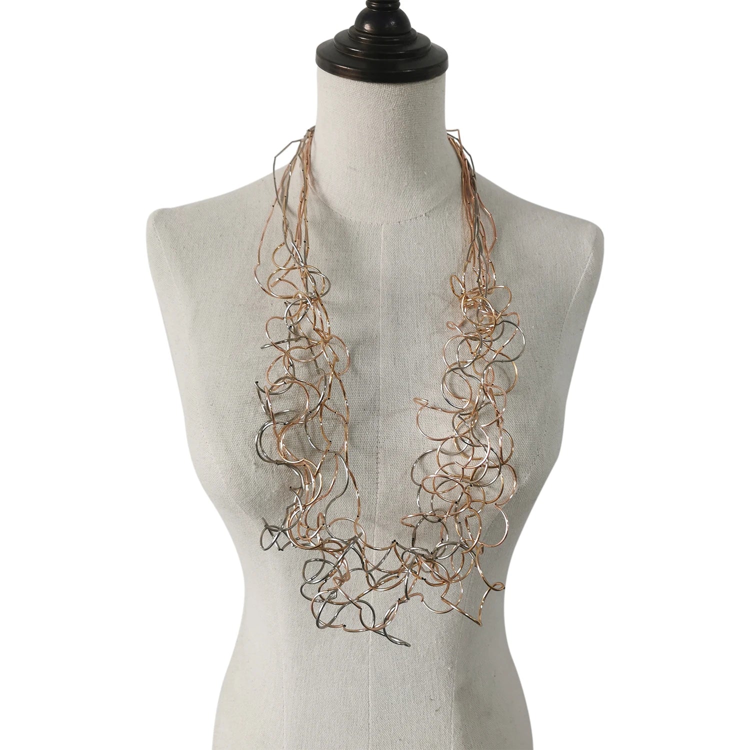 STRATHSPEY Fashion New Long Irregular Copper Tube Necklace For Women Statement Chunky Multi Lay Jewelry