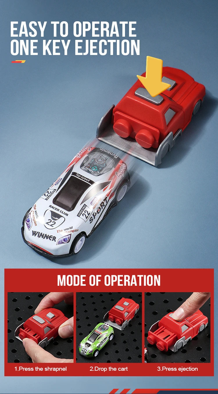Multi Track Racing Car - Sliding Catapult - Durable and Anti Fall Launcher - Catapult Racing Car Set - Puzzle Education, Brain D