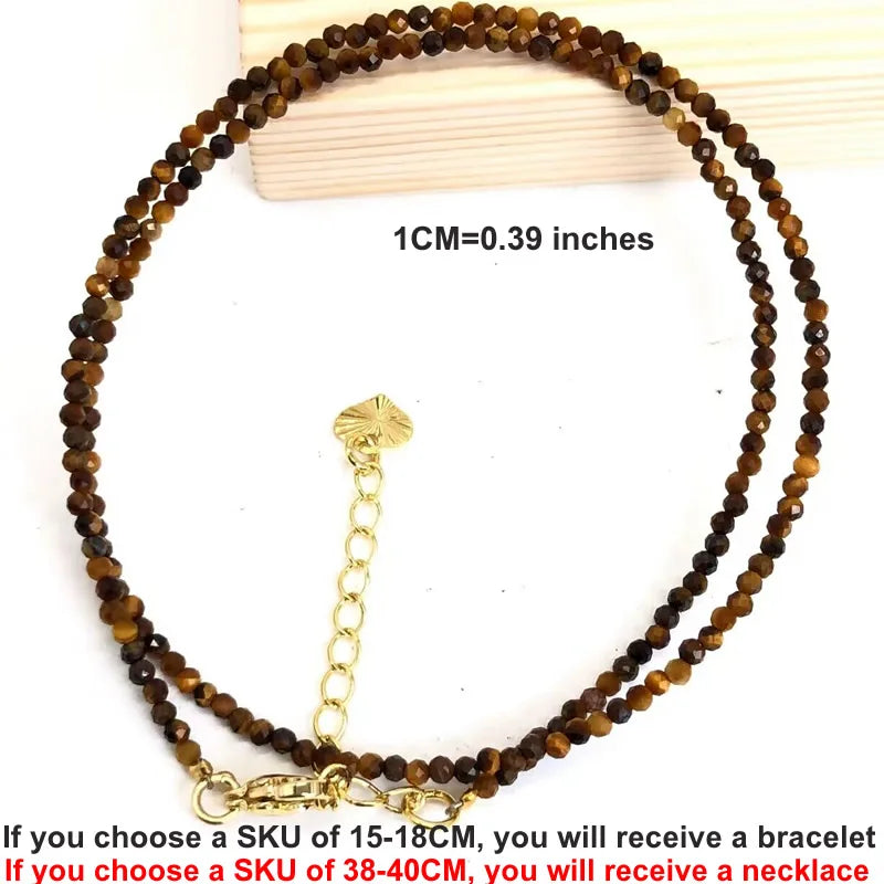 Natural Gemstones 2mm Cutting Angle beads Necklace Tourmaline quartz garnet zircon Bracelet Choker Men Female Jewelry Party Gift