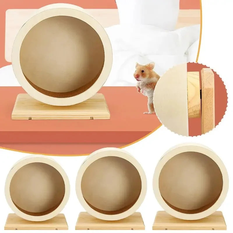 Mute Wooden Hamster Silent Running Wheel With Cork Pad Bracket