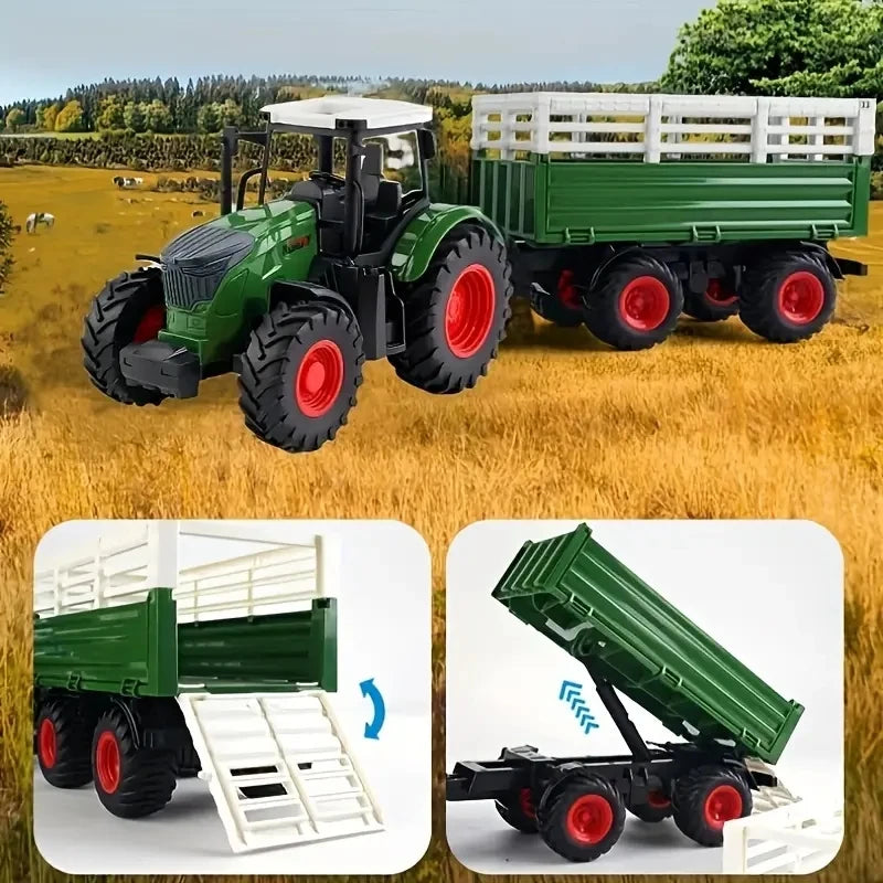 Large Scale Tractor Toys DIY Farmer Car Playset Toy Transport Trailer Engineering Birthday Gifts