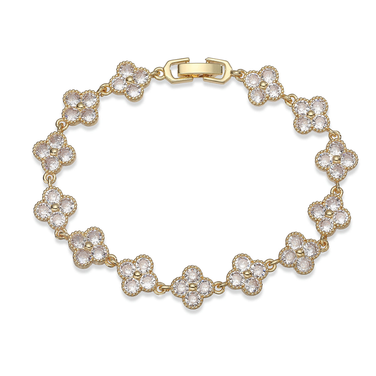Multi-Color Women's Zircon Flower Delicate Bracelet/Necklace Rainbow Jewelry Gift Optional Mix-and-Match 1 Pcs