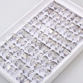 100 Pieces Stainless Steel Engraved Rings for Men and Women Fashion Charm Jewelry Gift Hollow Flower Finger Rings Wholesale Lots