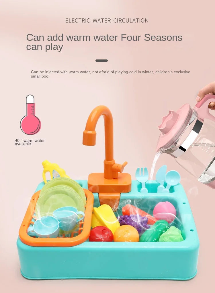 Kitchen Toy Plastic Dish Wash Sink Set Children Simulation Pretend Role Play Housework Kit Early Educational Toys for Children