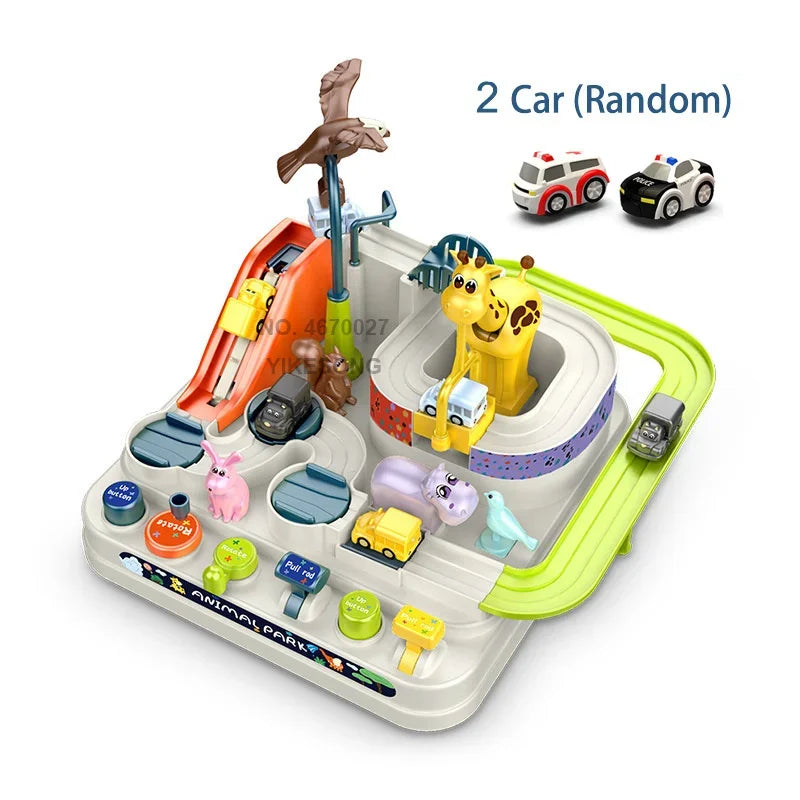 Car Train Track Sets Racing Rail Model Educational Toys Children Adventure Game Mechanical Interactive Animals Space Rocket Toy