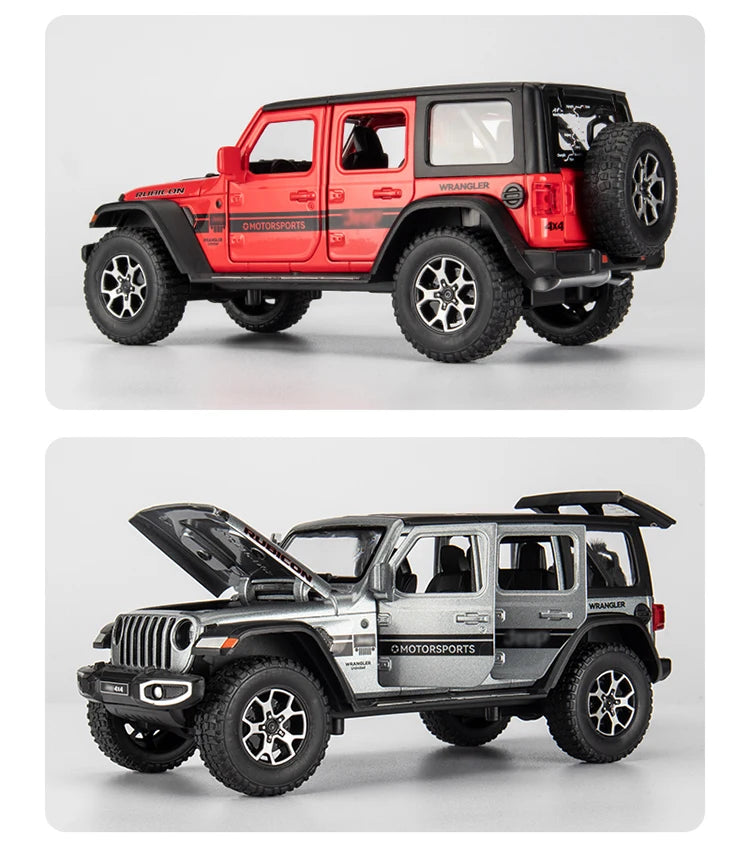 1:22 Model Wrangler Diecast Toy Car Model, Scale Metal Alloy Vehicle for Kids Boys Girls Adults, Doors Open,Gifts Gray