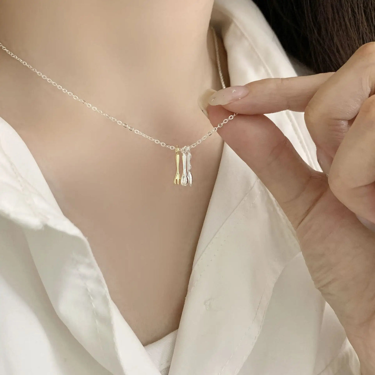 925 Sterling Silver Necklace Black Beads Square Irregular Punk Geometric for Women Girl Jewelry Gift Dropshipping Wholesale