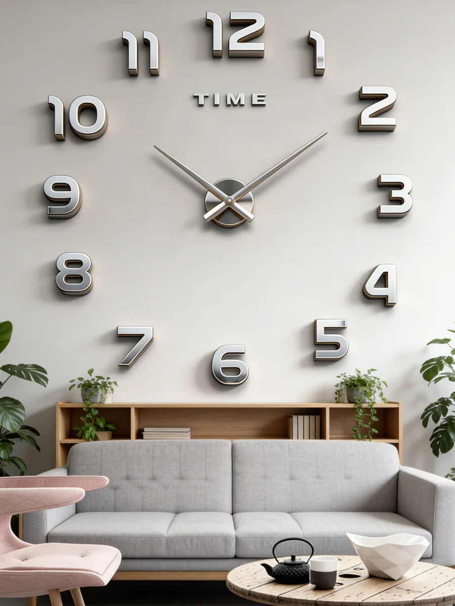 2026 Modern Design Large Wall Clock 3D DIY Quartz Clocks Fashion Watches Acrylic Mirror Stickers Living Room Home Decor Horloge