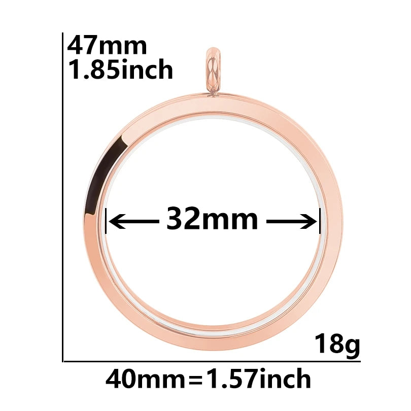 5Pcs 20-40mm Stainless Steel Glass Memory Cremation Urn Locket Pendant Openable Round Reliquary Photo Medaillon Colgantes