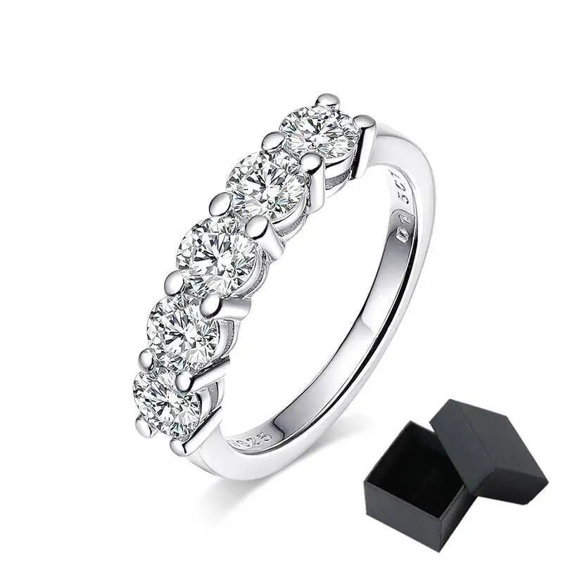 TY White Gold D Color 4mm Moissanite Ring For Women 925 Silver 1.5CT Stone Match Dia Wedding Band Bride S Sterling Sier