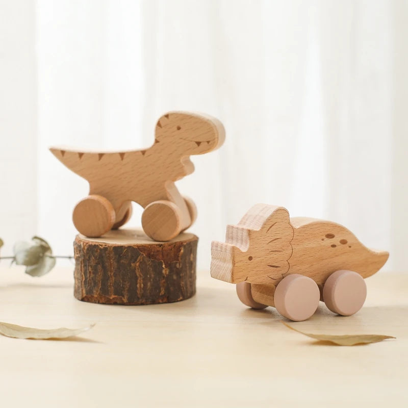 Wooden Montessori Toys Animal Block Dragging Stars Moon Surround Train  Hand Coordination Stacking Toy Handmade Decoration Gifts