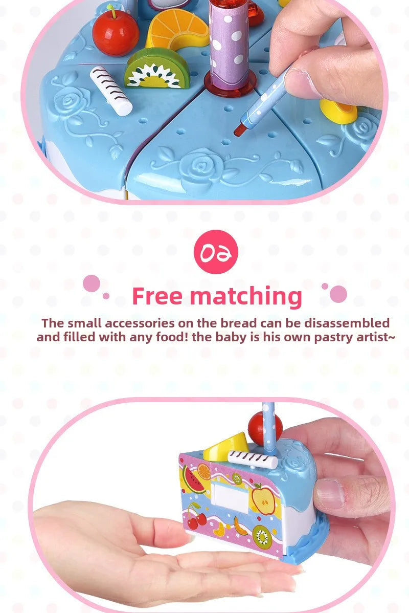 Children Pretend Cake Goodies Play Simulated Kitchen Toys Plastic Cutting Food Kids Toy Object Cognition Boys Girl Birthday Gift
