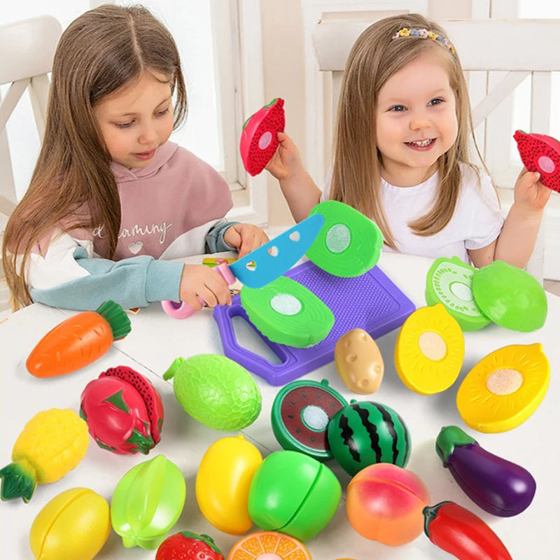 Simulated Fruit and Vegetable Cutting Play Toys Children Pretend Play Parent-child Interaction Toy for Birthday Gift TMZ