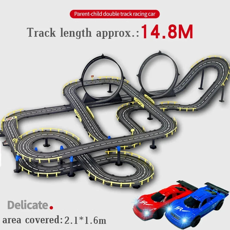Electric Slot Track Set,1:43 Scale Dual Control Racing Car Toy, Large Double Player Racing Track Vehicle Gift for Boys Ages 8-10