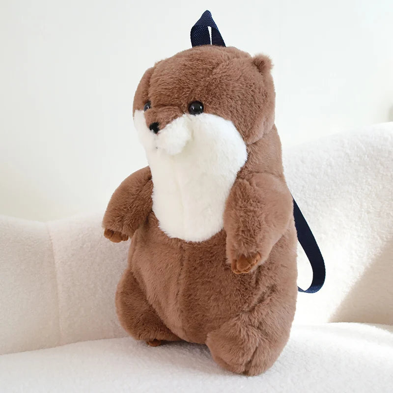 50cm Sea Otter Plush Backpack Cartoon Cute  Plush Toy Soft Stuffed Animal Shoulder Bag for Kids Girls Birthday Gifts
