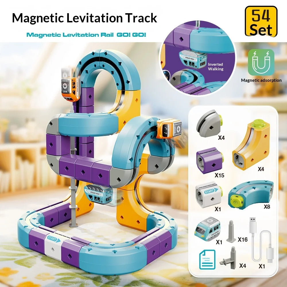 Magnetic Levitation Track Car Variable Assembled Track Magnetic Building Blocks Puzzle Educational Toy Stem Creative