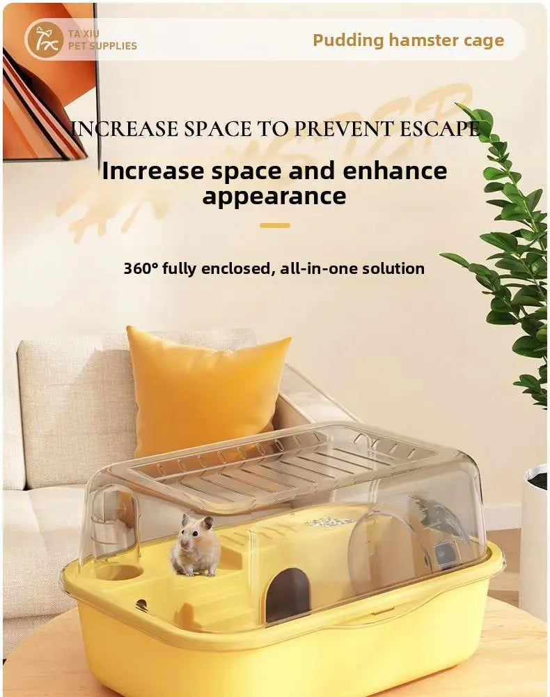 Plastic Hamster Cage, Transparent Panoramic View, Luxury Villa for Golden Hamsters, Double-Layered