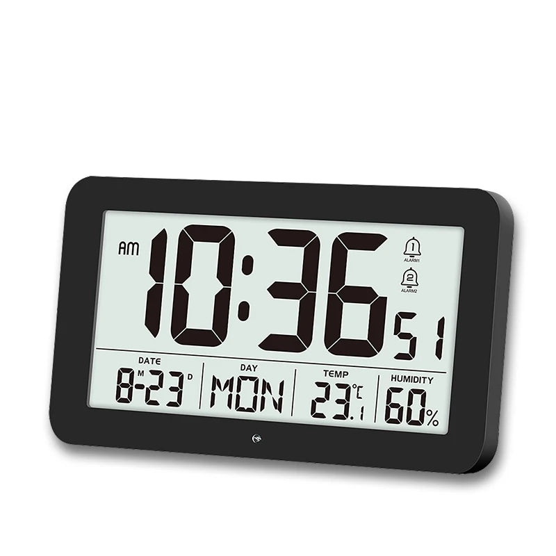 Large Digital Wall Clock with Temperature Humidity Calendar 8.5"Desk LCD Alarm Clock Backlight for Bedroom Office Living Room
