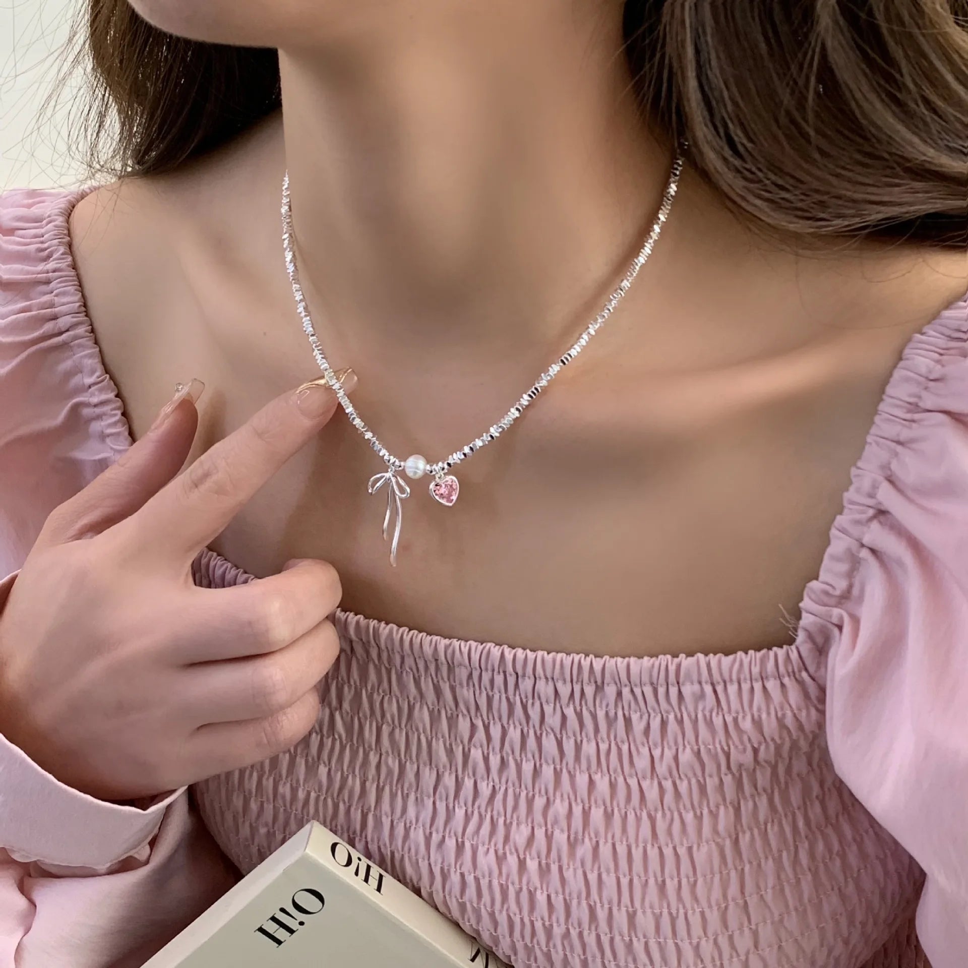 925 Sterling Silver Necklace Black Beads Square Irregular Punk Geometric for Women Girl Jewelry Gift Dropshipping Wholesale