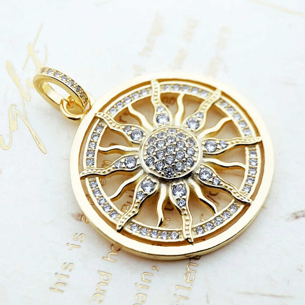 Pendant Sun Star CZ Pave Summer Winter New 925 Sterling Silver Fine Jewelry Europe Style Accessories Gift For Men Woman