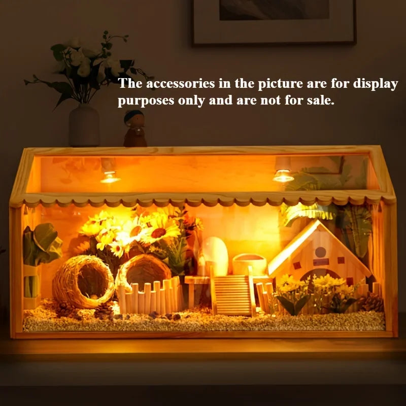 Small Pet Feeding Box, Insulated Hamster Villa for Mice Reptiles Hedgehogs, Multi-Function Climbing Habitat (Cage Only)