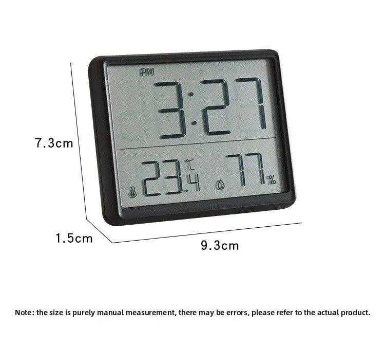 3-in-1 Smart Digital Clock - Temperature & Humidity Display + Alarm - Ultra-Thin Adhesive Mount for Wall or Tabletop Use