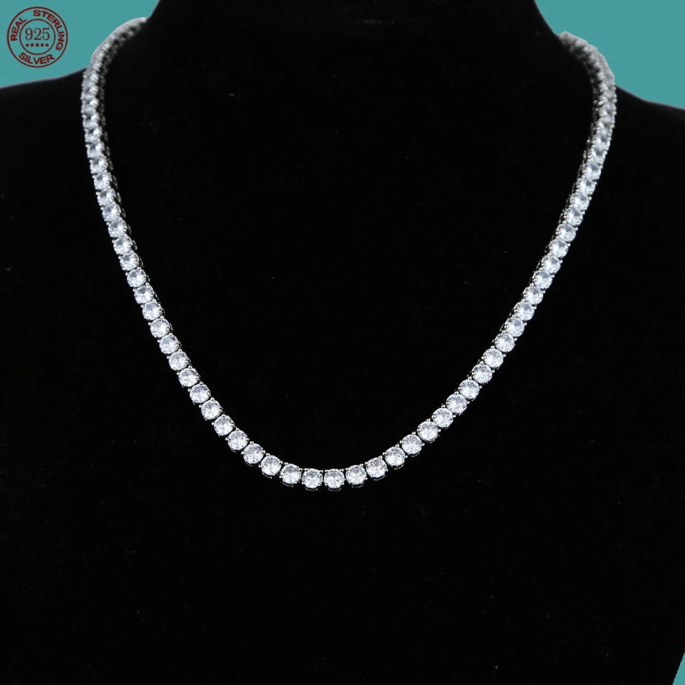 D VVS1 Moissanite Tennis Necklace For Women Top Quality 100% 925 Sterling Silver Sparkling Party Fine Jewelry