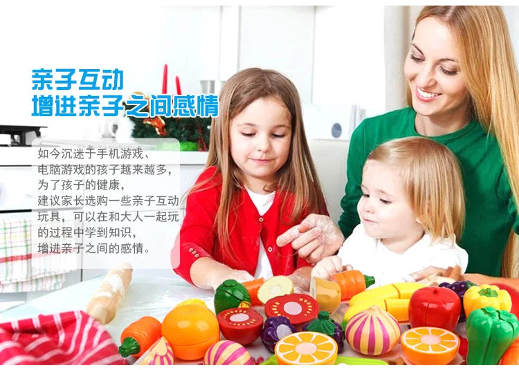 Children Kitchen Pretend Play Set Simulation Cutting Fruit Vegetable Food Cooking Miniature Thing Interactive Girl Kid Gift Toy