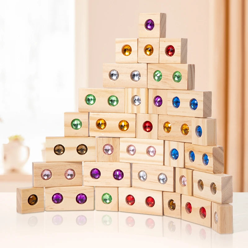 Wooden DIY Puzzle Blocks for Boys And Girls Montessori Stacking Blocks Colorful Educational Creative Toys Enlightenment Thinking