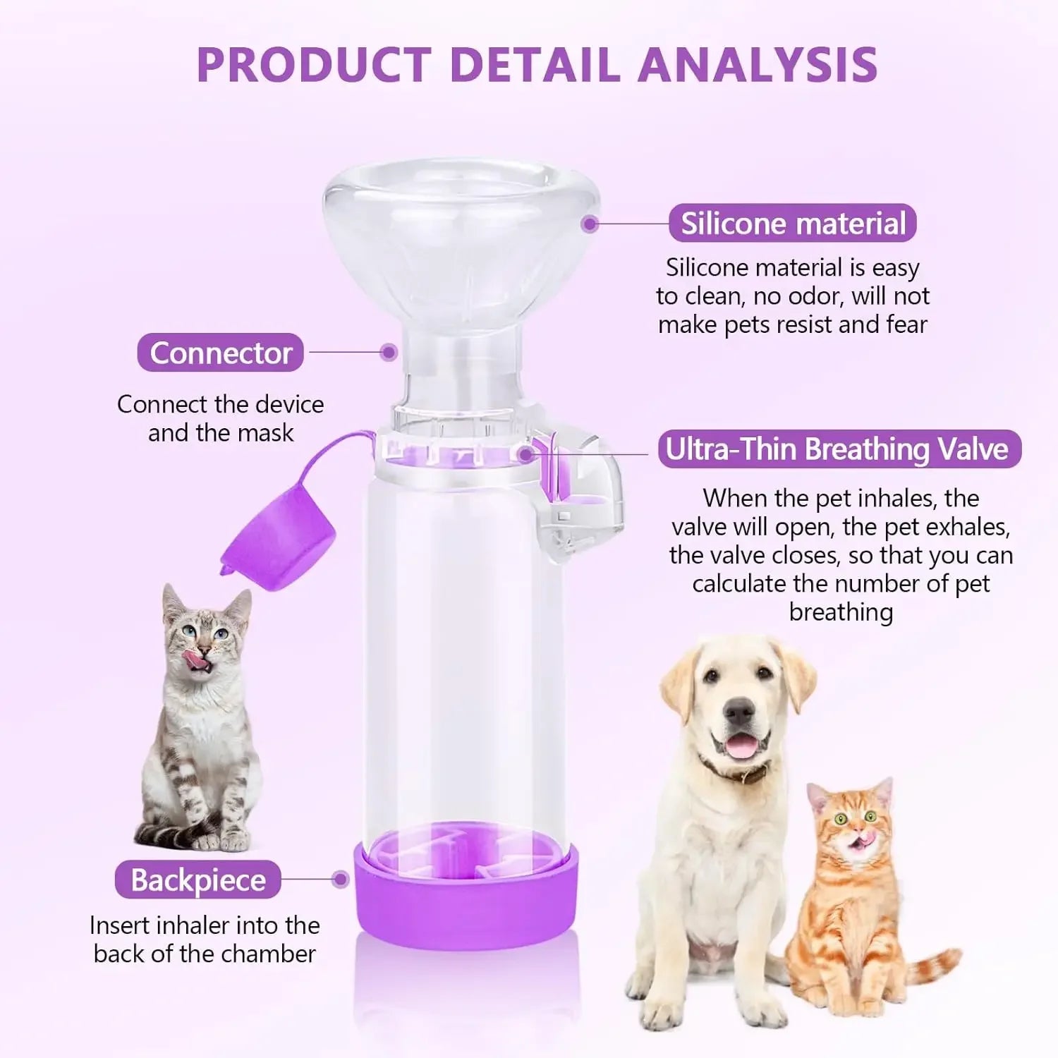 Pet Free‑Space Chamber for Cats Dogs, Handheld Nebulizer, Pet Nebulizer for Medication Administration