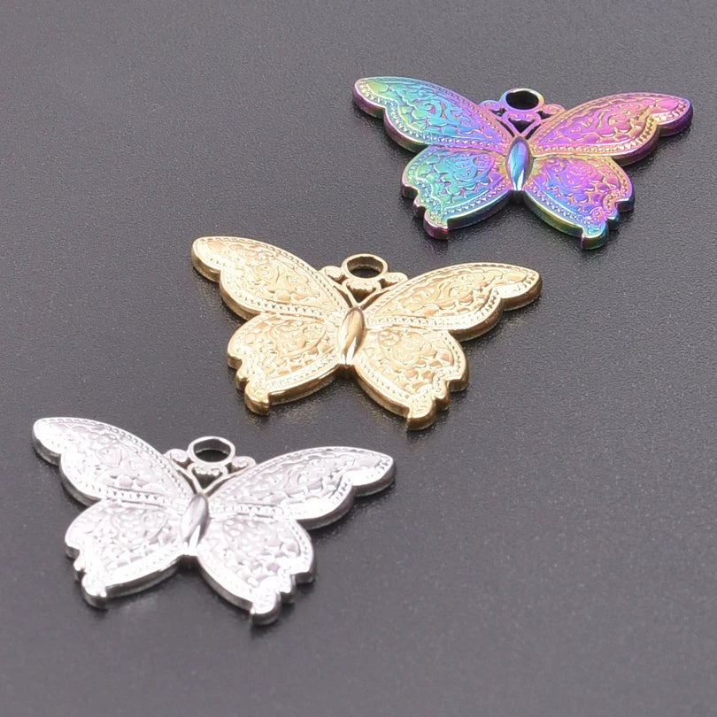 10PCS Ancient Egyptian Scarab Beetle Pendants Charms Stainless Steel Dragonfly Butterfly Pendant for Jewelry Making DIY Necklace