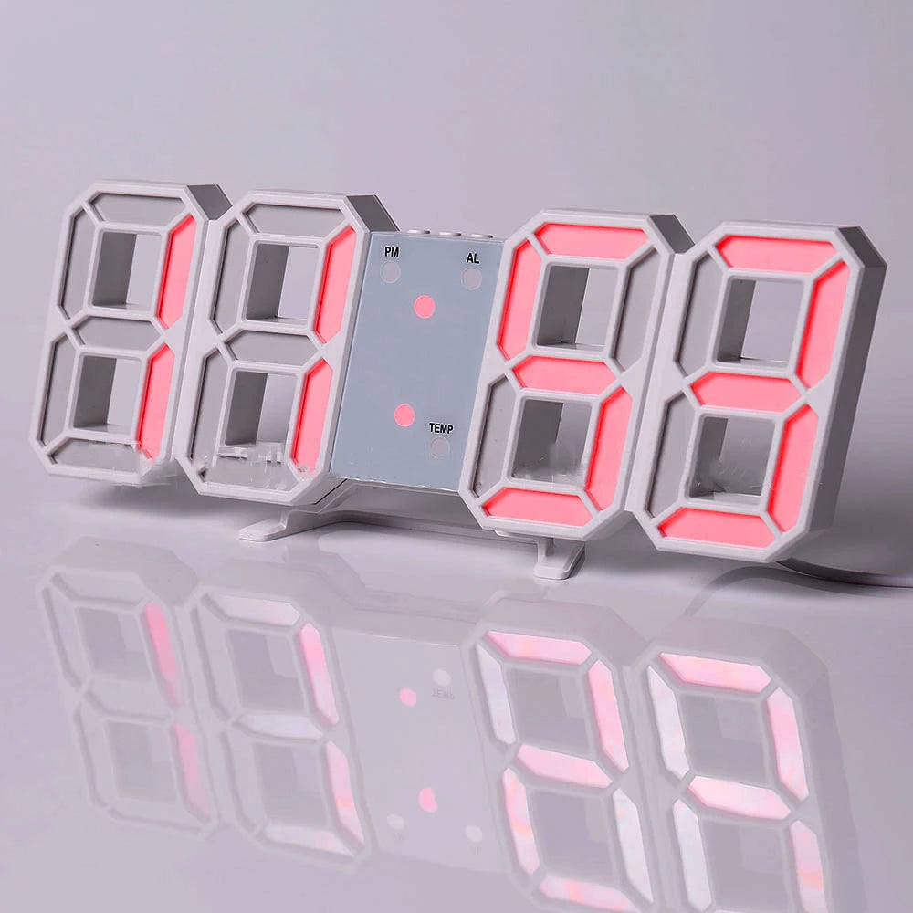 3D LED Digital Wall Clock ,9.7", Large Display Table/ Desk Clock with Remote Control 12/24H Temperature