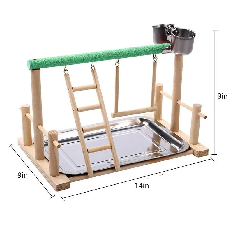 1Pc Pet Bird Toy Activity Center Birdcage Stands with Bird Perch Ladder Hammock Feeder Playground for Cockatiel Parrot
