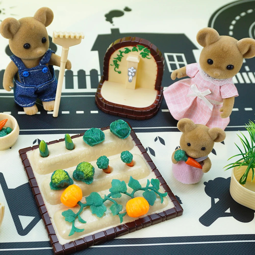 Forest Animal Family 1/12 Dollhouse Furniture Bedroom Kitchen Bathroom Set Miniature Simulation Dolls Accessories DIY Toys Girls
