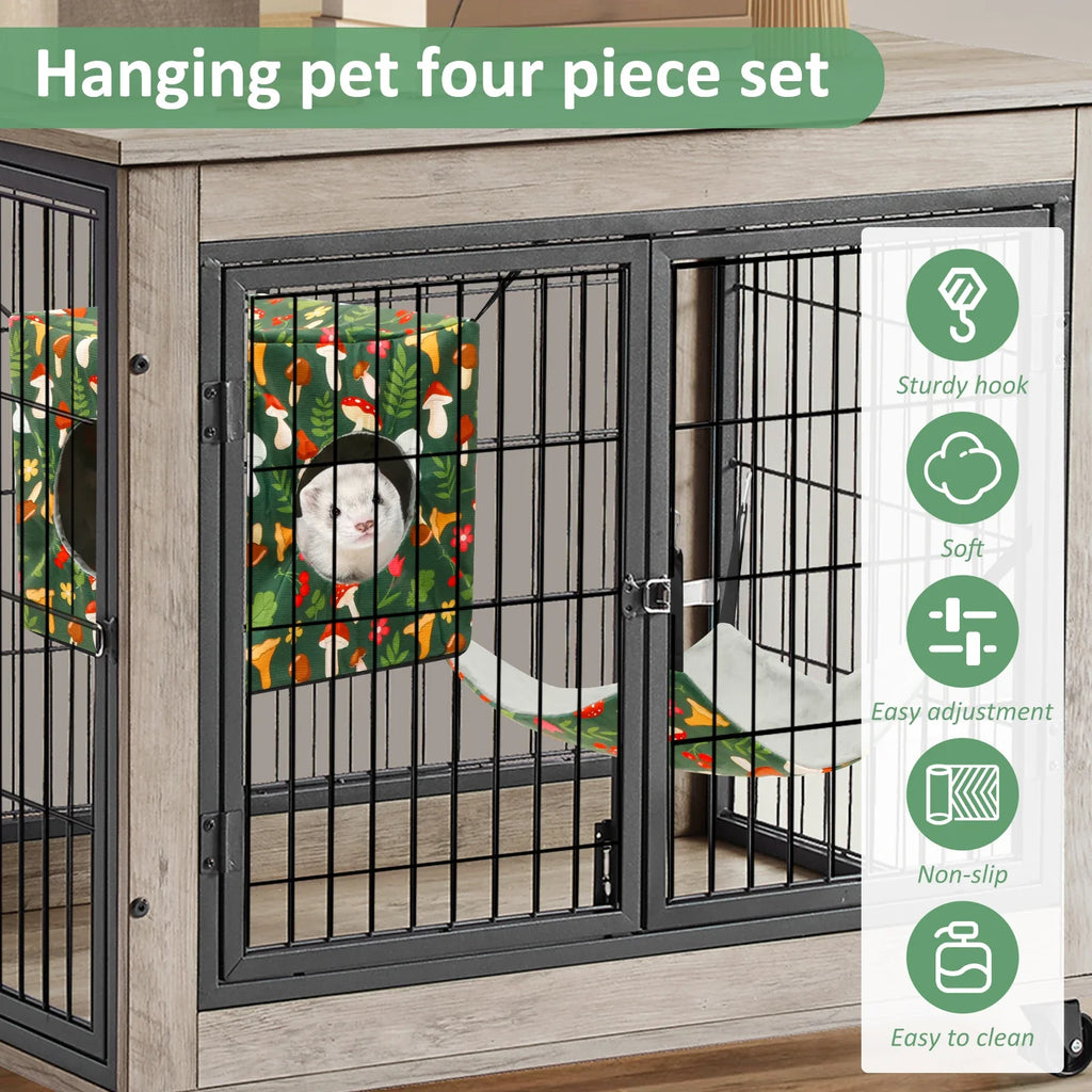 4Pcs Hamster Hammock Set Washable Guinea Pig Hideout Bed Soft Ferret Hanging Nest for Chinchilla Glider Squirrel